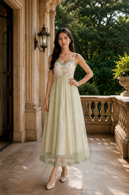 Eleanor Fairy Sage Floral Maxi Dress