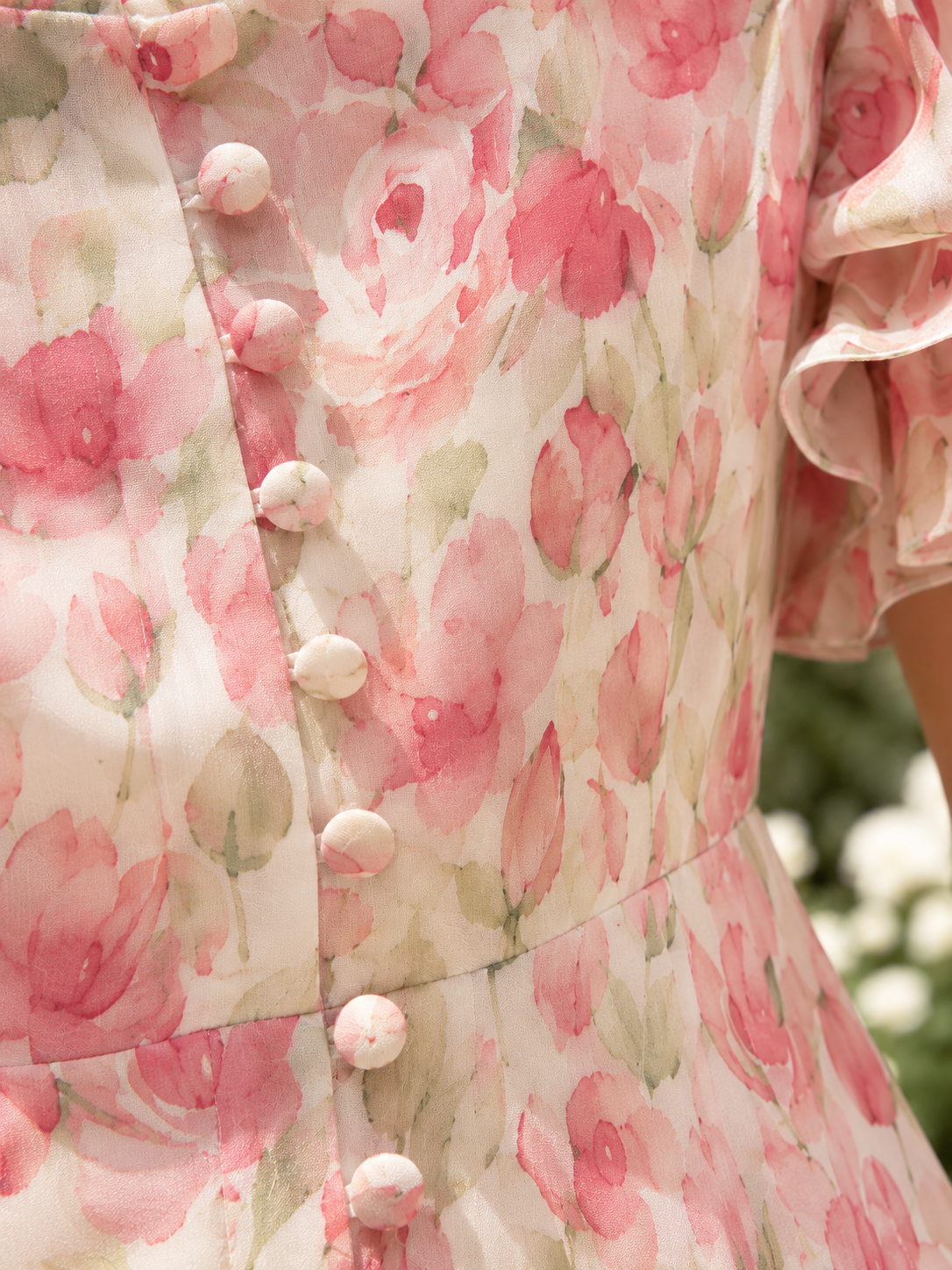 Soft Pink Watercolor Floral Midi Dress