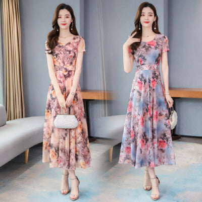 Korean Style Printed Summer Dress for Women