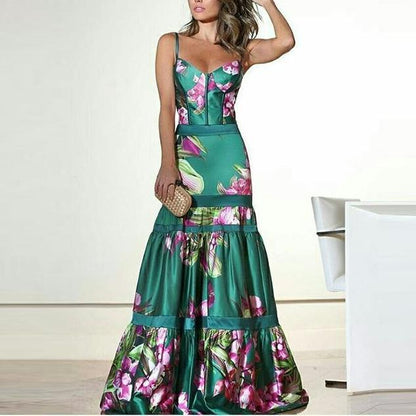 Elegant Women's Long Evening Dress with Straps