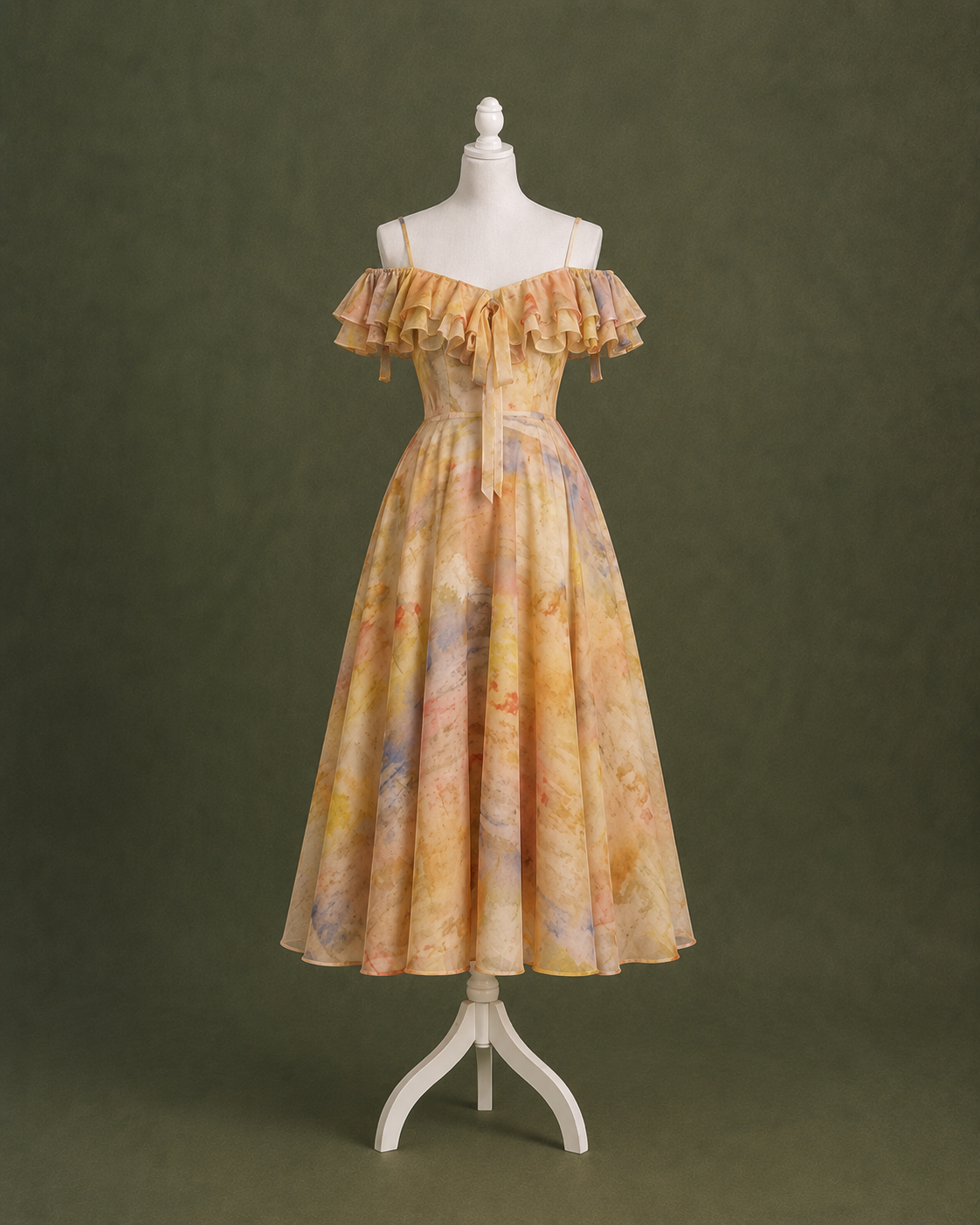 Amber Watercolor Midi Dress