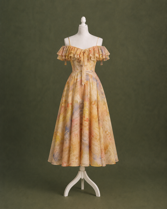 Amber Watercolor Midi Dress