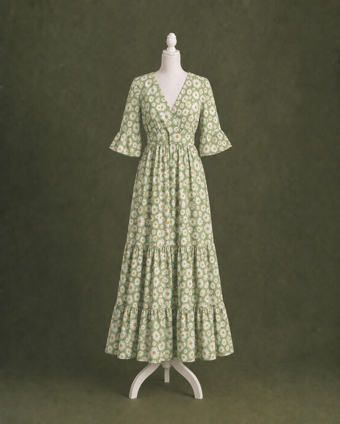 Sage Green Blossom Maxi Dress