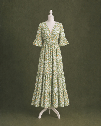 Sage Green Blossom Maxi Dress