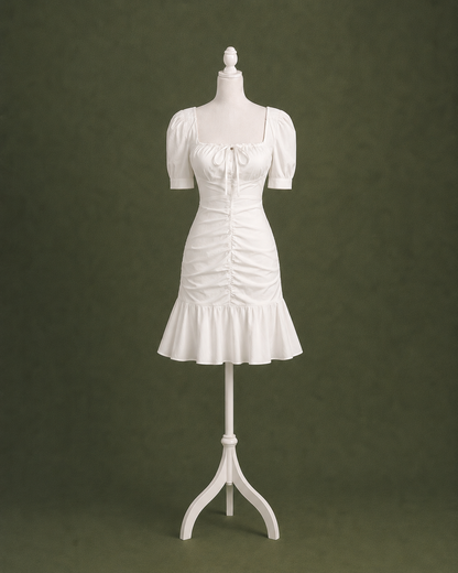 White Romantic Garden Party Mini Dress
