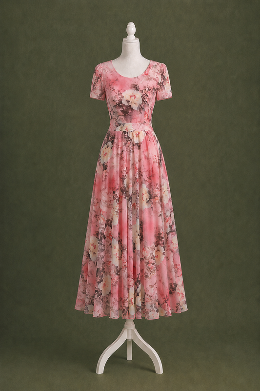 Serenity Watercolor Floral Midi Dress