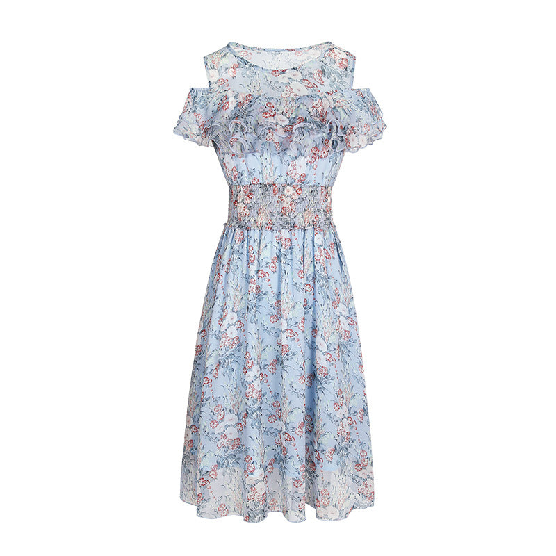 Summer Women's Ruffled Sleeve Floral Chiffon Dress 69263