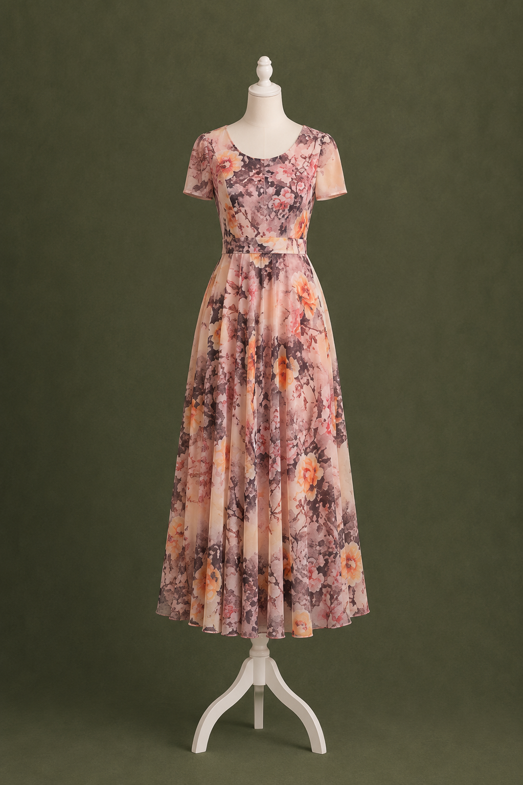 Serenity Watercolor Floral Midi Dress