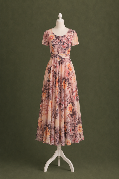 Serenity Watercolor Floral Midi Dress