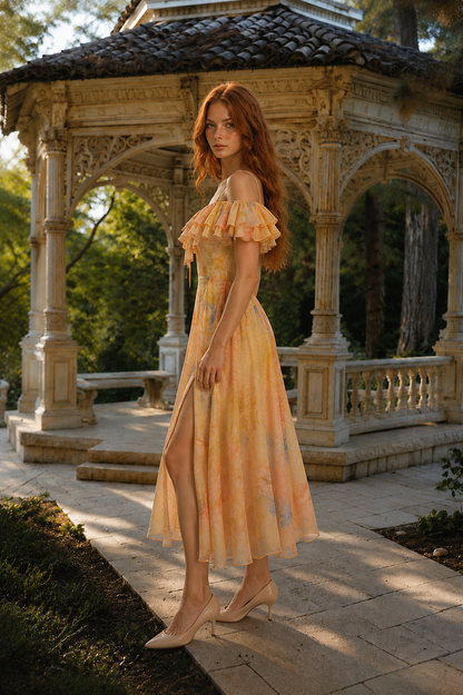 Amber Watercolor Midi Dress