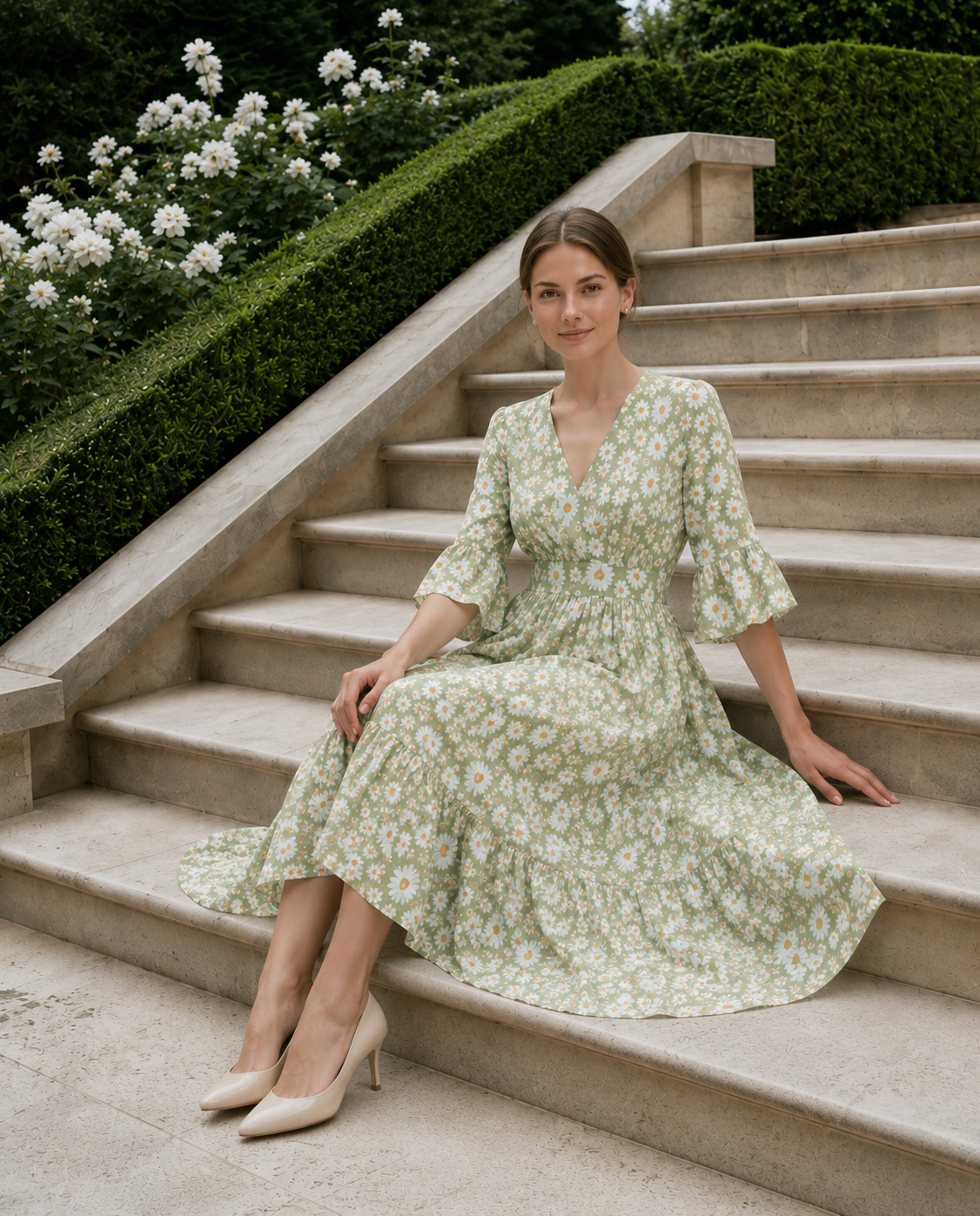Sage Green Blossom Maxi Dress