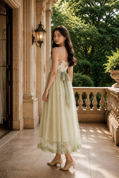 Eleanor Fairy Sage Floral Maxi Dress