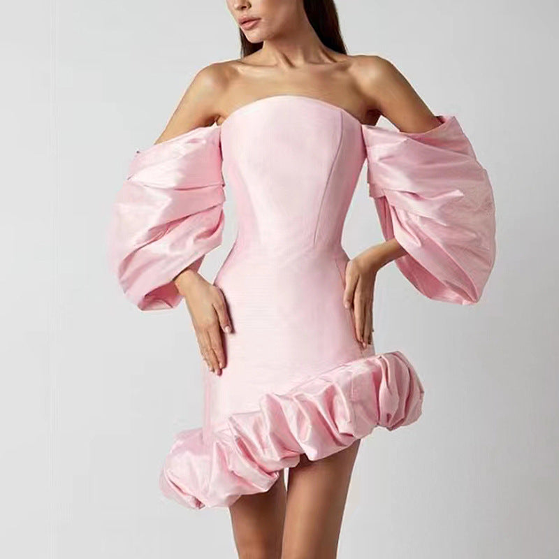 French Style Slimming Bra Waist Evening Dress