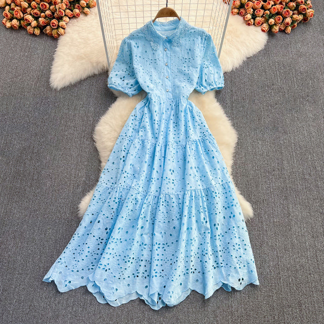 Tingfly Vintage Elegant Women Summer Embroidery Midi Dress