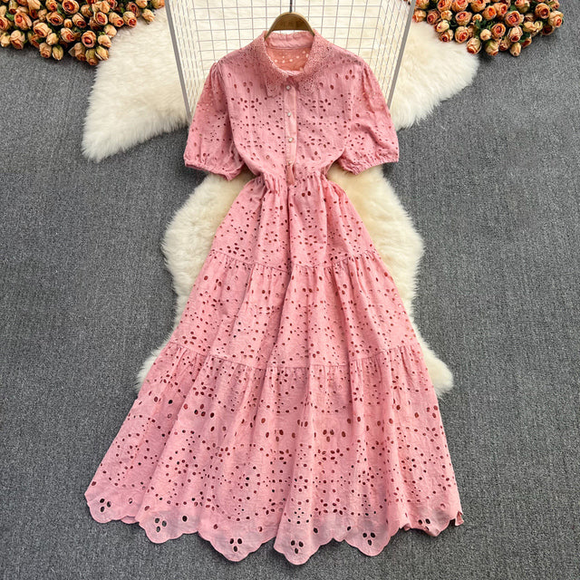 Tingfly Vintage Elegant Women Summer Embroidery Midi Dress