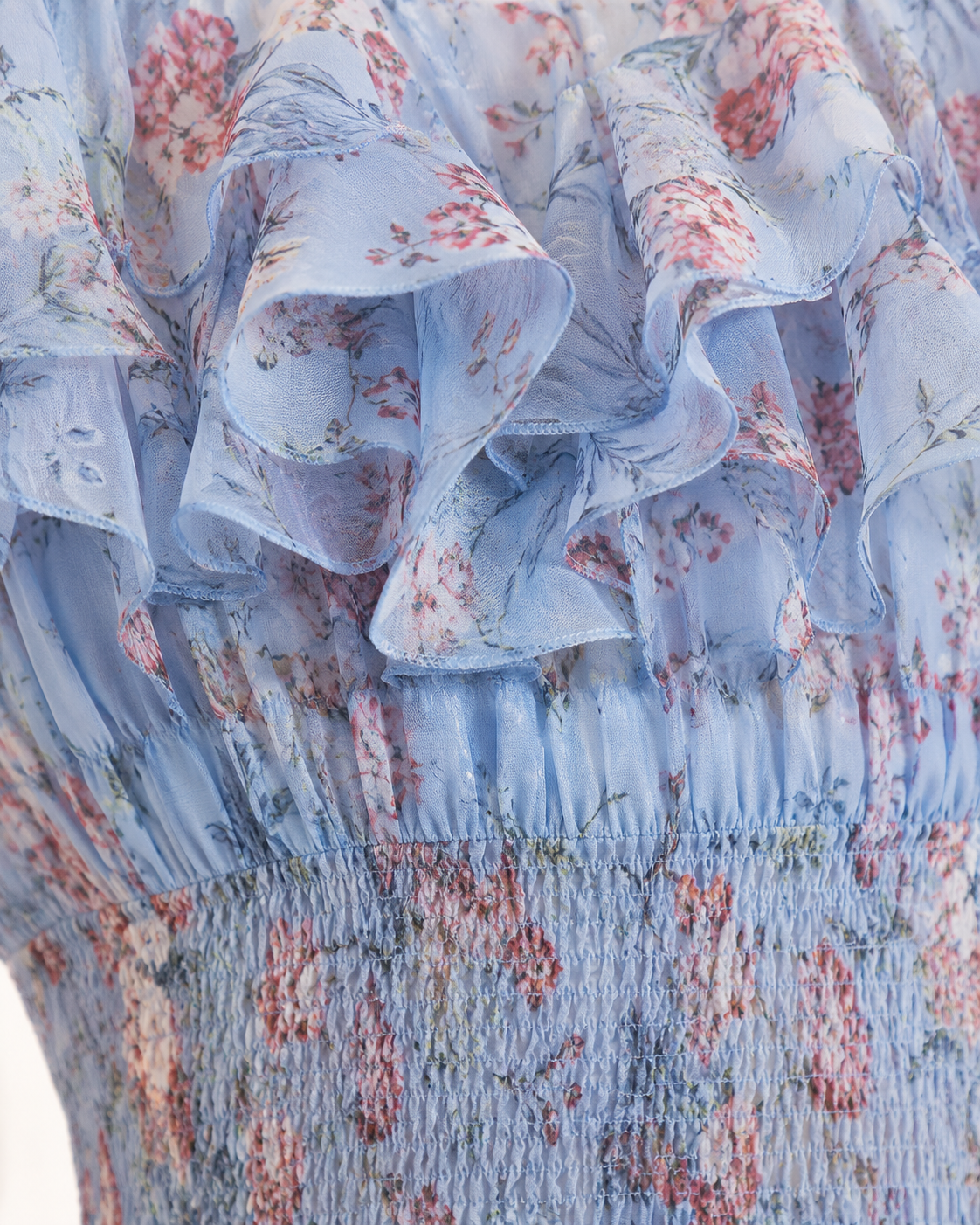 Blue Floral Ruffle Dress