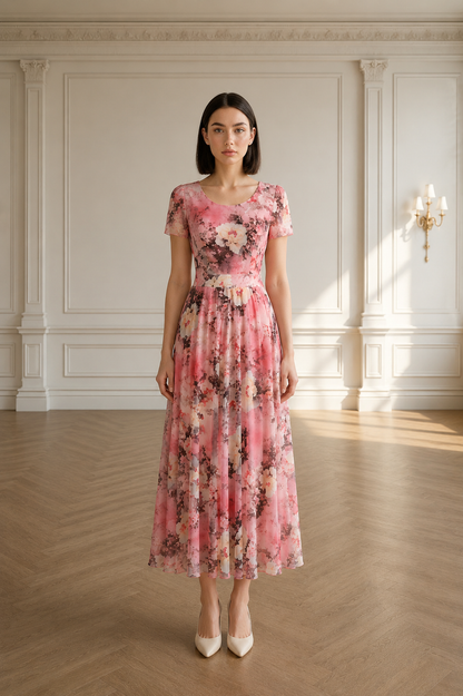 Serenity Watercolor Floral Midi Dress