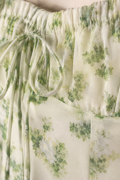 Cottagecore Green Floral Mini Dress