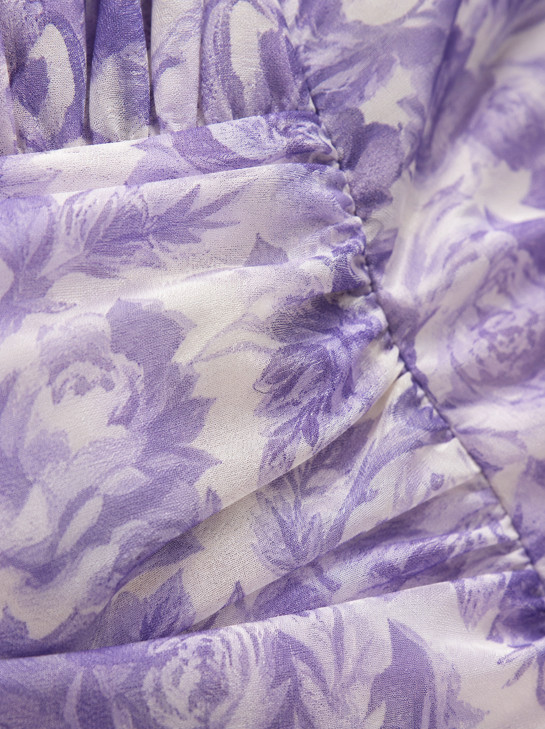 Lavender Floral Print Mini Dress with Puff Sleeves