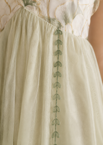 Eleanor Fairy Sage Floral Maxi Dress