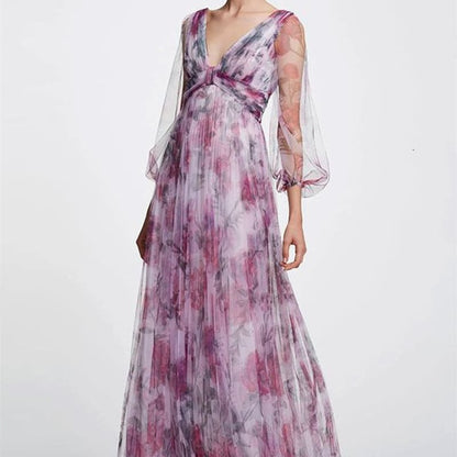 Printed Chiffon Dress for Women's Fashion Temperament