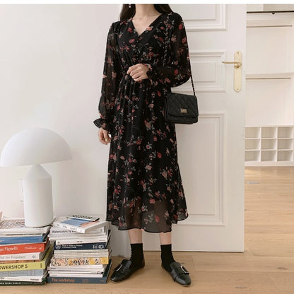 Sweet Floral Chiffon Dress for Fairies