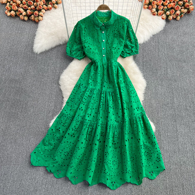 Tingfly Vintage Elegant Women Summer Embroidery Midi Dress