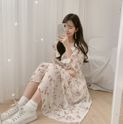 Sweet Floral Chiffon Dress for Fairies