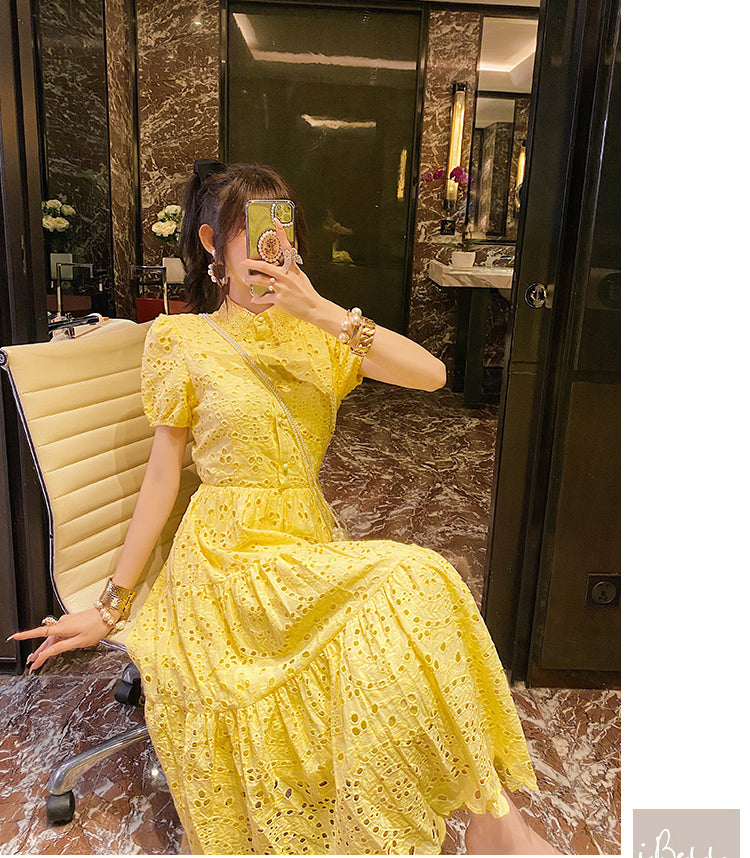 Tingfly Vintage Elegant Women Summer Embroidery Midi Dress