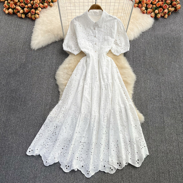 Tingfly Vintage Elegant Women Summer Embroidery Midi Dress