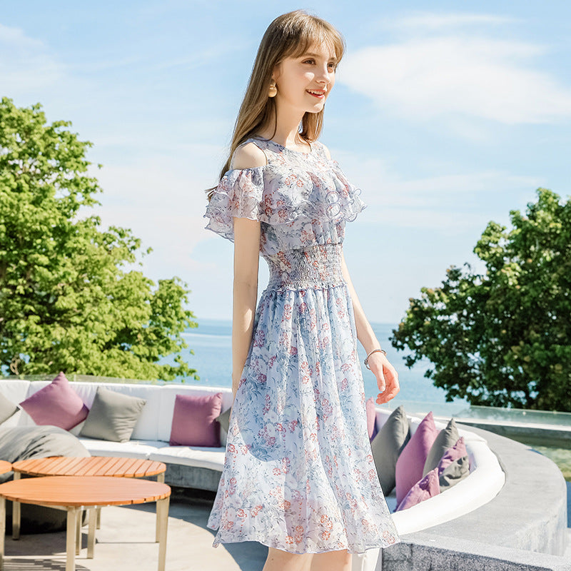Summer Women's Ruffled Sleeve Floral Chiffon Dress 69263