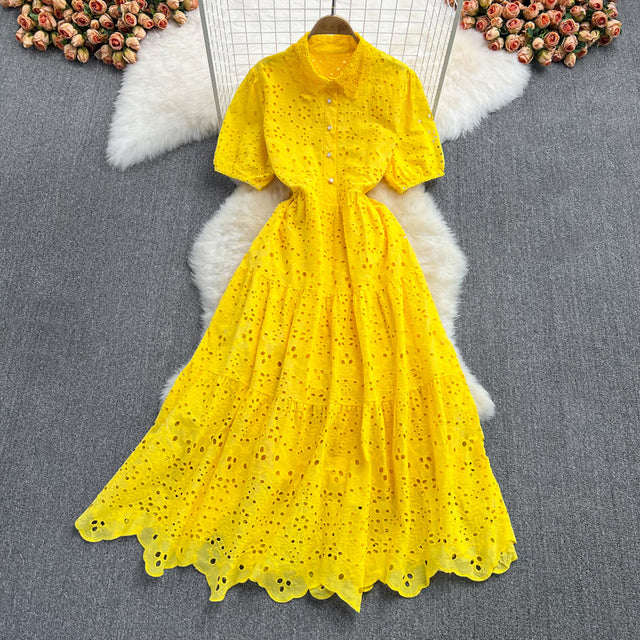 Tingfly Vintage Elegant Women Summer Embroidery Midi Dress