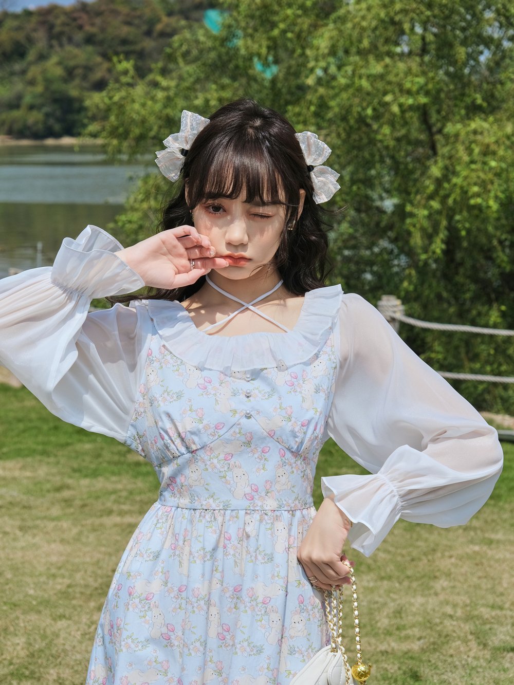 Hanazaki Deer Floral Dress for French Girls