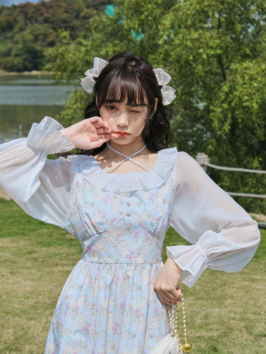 Hanazaki Deer Floral Dress for French Girls