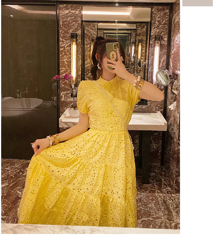 Tingfly Vintage Elegant Women Summer Embroidery Midi Dress