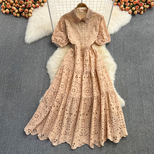 Tingfly Vintage Elegant Women Summer Embroidery Midi Dress